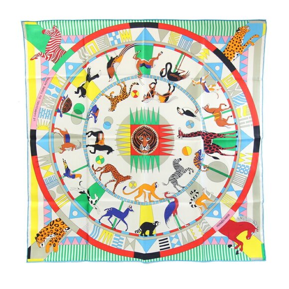 HERMES Authentic White Silk Scarf